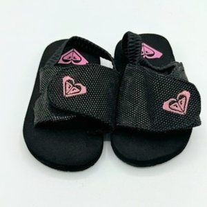 Baby Girl Roxy Tiptoe Black/Pink Slingback Sandal Strap Size 2